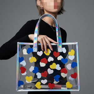 <span class=keywords><strong>Sac</strong></span> fourre-tout transparent en PVC durable avec poignées en PU laser et surpiqûres multiples pour le bureau et l'usage quotidien professionnel - Product Image 2
