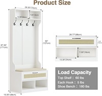 Porte-manteau moderne en bois pour entrée, banc d'arbre, crochets de rangement pour chaussures, armoire en rotin pour couloir, salon, vestiaire, vente en gros