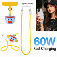 Câble USB-C 60W avec logo personnalisé Éléphant Thaïlandais, sangle de poignet, transfert de données, anti-chute, cordon de téléphone Muay Thai, câble de charge rapide 60W