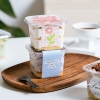 Petit récipient alimentaire carré transparent jetable pour fruits, poisson, biscuits, lait de soja, desserts, gobelets à café, recyclable