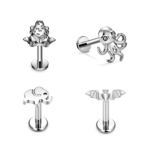 ASTM F136 titanio 16G <span class=keywords><strong>elefante</strong></span> Rana forma <span class=keywords><strong>oreja</strong></span> Stud estilo Punk nariz Stud pendiente Tragus Labret cartílago cuerpo Piercing joyería - Product Image 1
