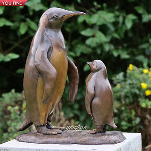 Outdoor Garden Life Size Gepaarte Bronze Pinguine Statue - Product Image 2