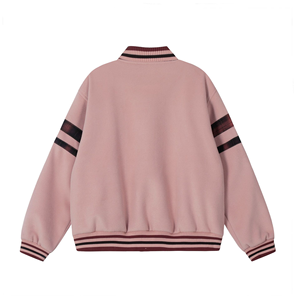 Chaqueta Varsity Rosa Personalizada Leduo para Mujer, Chaqueta de Béisbol Informal de Manga Larga con Botones y Estampado de Número - Product Image 2