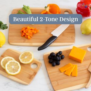 Bamboo 3-Piece Cutting Board <b>Set</b> Rectangle Double-Sided Chopping Blocks - Product Image 4