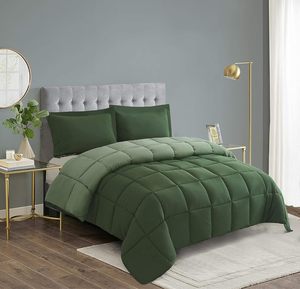 3PC màu xanh lá cây Nữ Hoàng Kích thước <span class=keywords><strong>Comforter</strong></span> thiết lập tất cả các mùa đảo ngược xuống thay thế <span class=keywords><strong>Comforter</strong></span> với hai shams chần Duvet chèn - Product Image 2