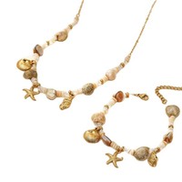 Collier et bracelet en acier inoxydable plaqué or sur le thème de l'océan, bijoux bohèmes pour femmes, avec chaîne à maillons et breloques étoiles