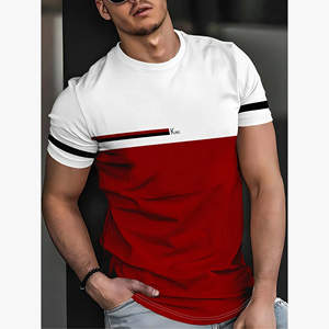 Sublimazione t-shirt da uomo Design a righe a blocchi di colore produttore di <span class=keywords><strong>abbigliamento</strong></span> Streetwear da uomo a basso prezzo all'<span class=keywords><strong>ingrosso</strong></span> - Product Image 1