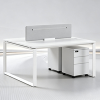 Poste de travail modulaire pour 2 personnes avec écran de séparation et armoire mobile pour bureau du personnel