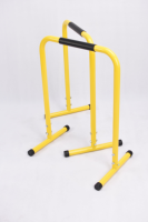 Station de dips double en acier robuste, barres parallèles séparées, support portable jaune pour entraînement de musculation pectorale et triceps