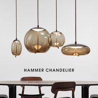 Lámpara Led de techo con pantalla de cobre para el hogar, candelabro de cristal para cocina, accesorios de iluminación, colgante de luz nórdica moderna