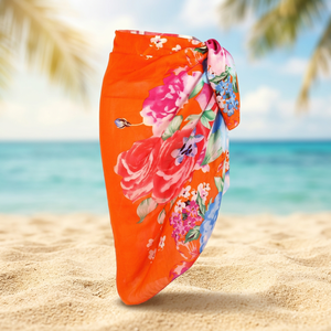 Pareo Sarong une pièce pour femme avec imprimé floral, attache sur le devant, en viscose/polyester, séchage rapide, écologique, pour la plage - Product Image 2