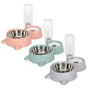 Kingtale Pet Supplies Double Dog Cat Bowls Pet Bowls Station Pet Food Water Feeder Premium Stainless Steel