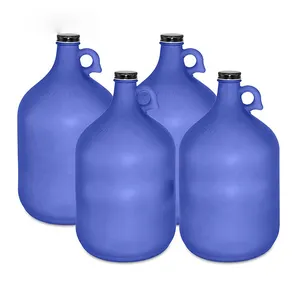 Blu cobalto di vetro di birra growler bottiglia di acqua bottiglia con tappo a vite