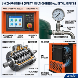 High-Performance 75HP Rotary <b>Screw</b> Air Compressor 55KW 9.2m³/min Fixed Speed Air Compressor 0.8MPa - Product Image 4