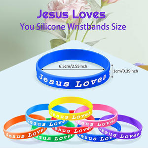 KOMI 10pc Color oración fe Biblia verso pulseras de silicona cristiano Jesús pulseras de goma Jesús te ama pulseras de silicona - Product Image 4