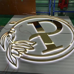 Letreros Comerciales <span class=keywords><strong>de</strong></span> Lujo, Letrero con Logotipo Retroiluminado en 3D con <span class=keywords><strong>Letras</strong></span> <span class=keywords><strong>de</strong></span> Canal <span class=keywords><strong>Doradas</strong></span> Personalizadas, Letreros Exteriores para Edificios - Product Image 1