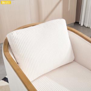 Sofá individual de terciopelo a rayas giratorio de 360 °, silla de espuma de alta densidad para sala de estar, apartamento escolar - Product Image 4