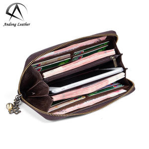 Andong Leather New Fashion Long Wallet Purse for Women Genuine Cow Leather <b>Retro</b> Clutch Bag Multi-Card Position <b>Phone</b> Bag - Product Image 3
