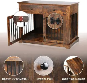 Funcionalidad y practicidad, jaula pequeña de madera para interiores para mascotas, perrera para perros, mesa, jaula para perros, muebles, casa para perros con cajones de almacenamiento - Product Image 4