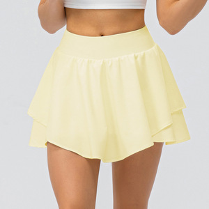 Jupe de sport décontractée pour femme, taille européenne OEM, légère, 3 couches, ourlet irrégulier, short intégré, poche, tennis - Product Image 3