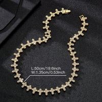 Collier chaîne à maillons croisés en strass dorés effet glacé, bijoux hip-hop en alliage de zinc pour hommes, femmes, rappeurs, fêtes et scènes