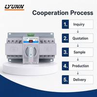 Commutateur de transfert automatique (ATS) triphasé LYUNN 63A, commutateur de commutation de générateur, communication RS485, pouvoir de coupure 3kA, IP20, 0,5S