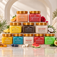 Shea Sugar Body Scrub 510g, 12 Varian dengan Kopi Vitamin C Asam Kojic Kunyit untuk Kulit Lebih Halus dan Bercahaya Private Label