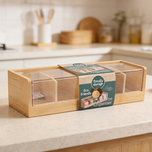 กล่องชาไม้ไผ่ 5 ช่อง ฝาอะคริลิคธรรม<span class=keywords><strong>ชา</strong></span>ติ กล่องจัดเก็บถุงชา กล่องเก็บของในครัว กล่องจัดเก็บกาแฟ - Product Image 3