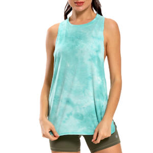 Camisetas sin mangas sueltas de secado rápido personalizadas para mujer, Camisetas interiores deportivas con estampado Tie-Dye para Yoga y correr, colocación de logotipo frontal - Product Image 1