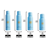 Vente en gros de flacons pulvérisateurs cylindriques en PET de 150 ml avec pulvérisateur à fine brume pour la crème solaire et la brume bronzante