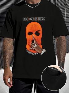 T-Shirt da Uomo con Logo Personalizzato, Stampa Grafica 'MORE MONEY LESS FRIENDS', Maglietta Casual a Maniche Corte Stile Hip Hop Streetwear - Product Image 1