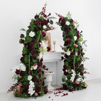 Arche de fleurs artificielles pour mariage, bordeaux et blanc, 2 pièces, pilier floral pour toile de fond, pour cérémonie en extérieur, location événementielle, vente en gros