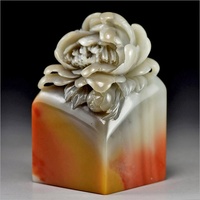 Article de collection le plus vendu : Sceau carré en pierre laotienne colorée, orné d'un motif floral, gravé, pour calligraphie et peinture, cadeau artisanal
