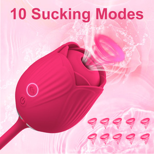 Juguete Sexual Femenino en Forma de Rosa, Potente Vibrador de Clítoris con Succión, Vibrador de <span class=keywords><strong>Doble</strong></span> Cara con Lengua Estimulante en Forma de Rosa para Parejas - Product Image 4