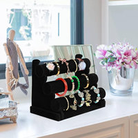 Support en T en velours détachable à 3 niveaux pour l'affichage des montres, des colliers, des bracelets et des bracelets support de boîte à bijoux vente en gros