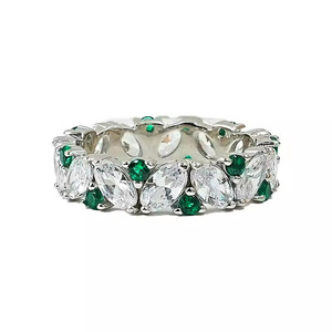 Anello con Gemma Verde Ovale Rotonda per Donne, Elegante Gioiello da Dito alla Moda - Product Image 3