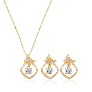 Ensemble collier et boucles d'oreilles en zircon avec nœud papillon, en alliage de cuivre, micro-incrustation, pour un usage quotidien - Product Image 3