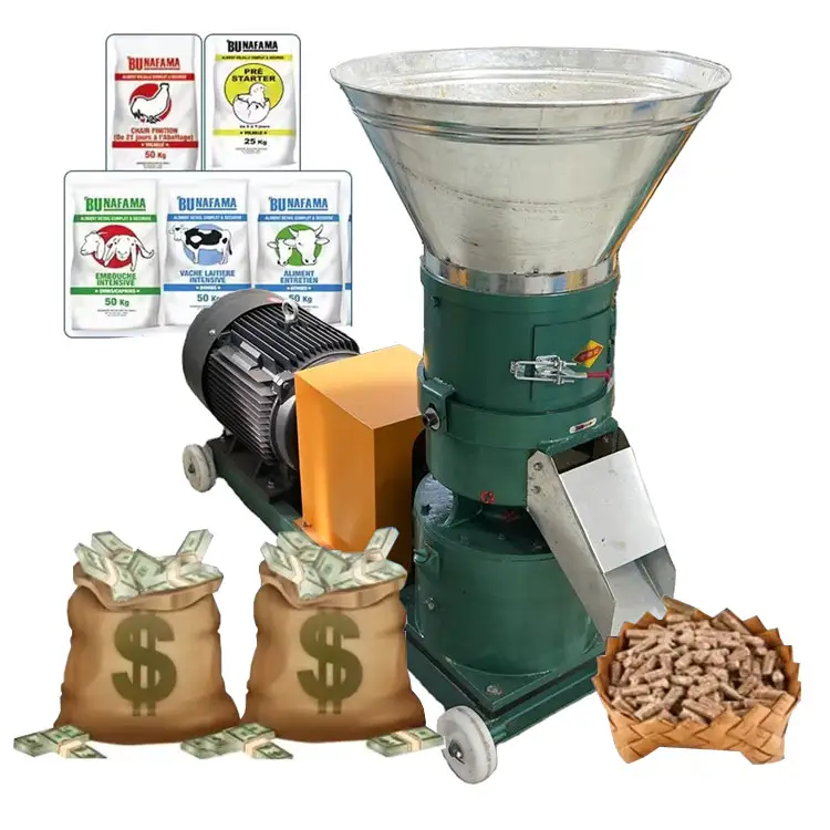 150-200kg por hora Máquina de pellets de alimentación animal Precio Máquina pequeña Uso en el hogar Molino de pellets de madera animal Máquina de procesamiento de alimentos
