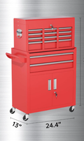 Armoire de rangement d'outils roulants à 8 tiroirs Emballage amélioré Boîte à outils en métal détachable pour atelier de garage Couleur rouge