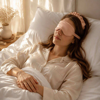 Masque de sommeil en satin, masque pour les yeux, chouchou pour cheveux, ensemble de masques carrés pour les yeux, couleur unie, coffret cadeau