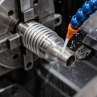 Raccord de tube ondulé brossé en acier inoxydable 304 usiné CNC de précision, fileté selon spécification