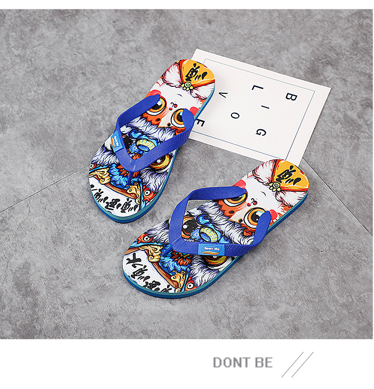 Cheap PE Printing Filp Flops Slippers Men's Non-slip Outdoor Beach Flip-flops Slipper
