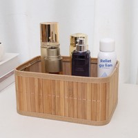 Ensemble de paniers de rangement en bambou tressé à la main avec couvercles, 3 tailles, design rectangulaire moderne et minimaliste, boîte de rangement pour le linge, en osier naturel