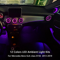 Kit d'éclairage ambiant LED 12 couleurs X156 pour Mercedes Benz GLA-class 2013-2019 W156, aérateur lumineux, tweeter rotatif 4D