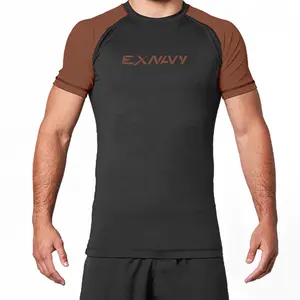 Top Respirável de Alta Qualidade OEM Manga Curta Rash Guard Personalizado Atacado Running Baselayer MMA BJJ Jiu Jitsu NO GI Undershirts