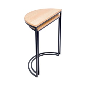 <b>Set</b> of 2 Modern Iron <b>Side</b> <b>table</b> Home Living Room Furniture <b>Side</b> <b>Table</b> in Wood Coffee <b>Table</b> With Metal Frame - Product Image 2