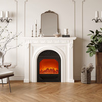 Cheminée sculptée rétro de style français, meuble décoratif, insert de cheminée non électrique à flammes simulées, étagère de rangement pour entrée