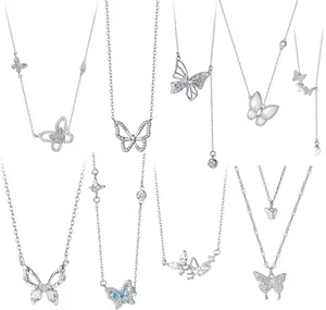 Bijoux fins colliers chaîne collier 925 en argent Sterling doux tempérament fantôme papillon collier pour femmes filles cadeau