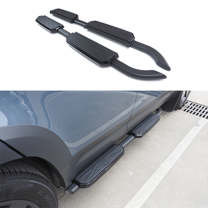 Pedal lateral de paso fijo para <span class=keywords><strong>Land</strong></span> <span class=keywords><strong>Rover</strong></span> Defender L663, barra de estribo negra con logotipo nacional - Product Image 1