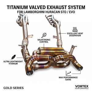 Vortex Titanium Valved Full Exhaust System & Headers for Lamborghini Huracan EVO STO 5.2L V10 Gold Burnt Racing Pie Cut <b>Kit</b> - Product Image 1